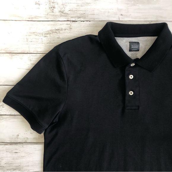 BLACK Saks Fifth Avenue Slim Fit Men’s Black Polo Size L - Picture 4 of 10